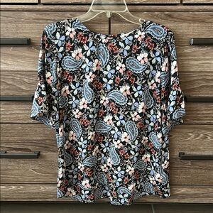 LOFT Black Floral Paisley Blouse